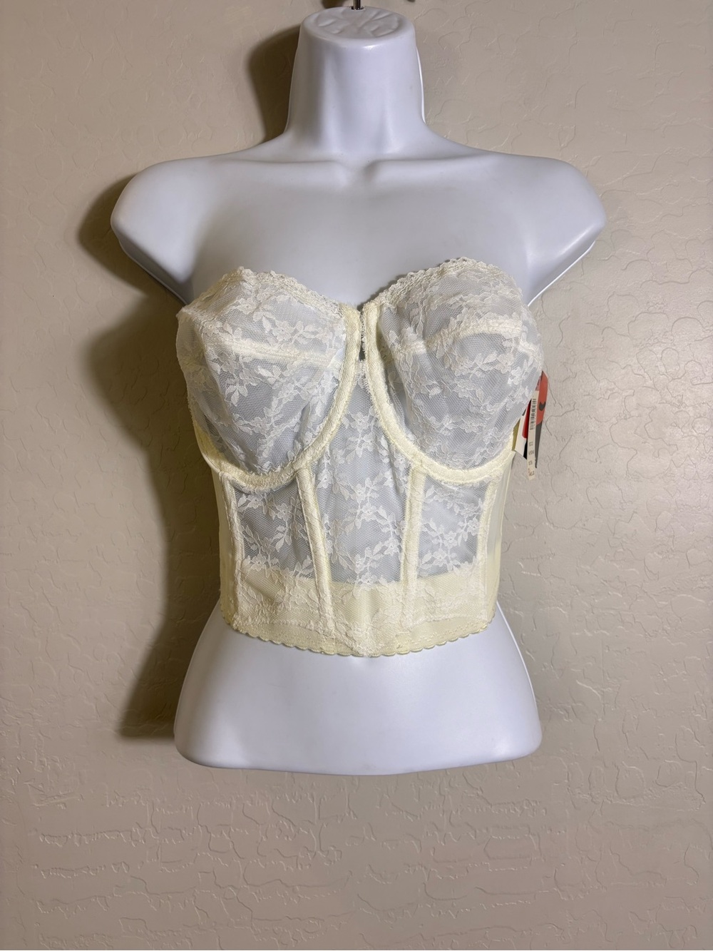 VTG Smoothie Ivory Lace Corset Bustier Coquette Fairy Grunge Bridal Lingerie 34D